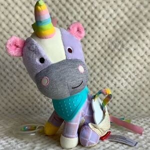 SKIP HOP Plush Unicorn Rattle Teething Crinkle Pastel Colour Stuffed Animal Toy